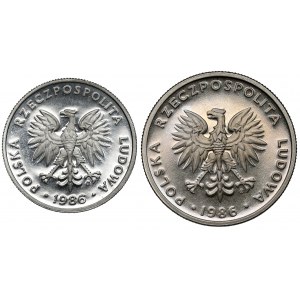 50 grošov a 20 zlotých 1986 - zrkadlová známka