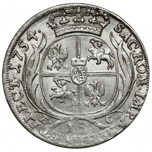 August III Sas, Ort Lipsk 1754 EC - mała głowa, zbroja
