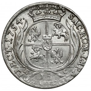 August III Sas, Ort Lipsk 1754 EC - mała głowa, zbroja