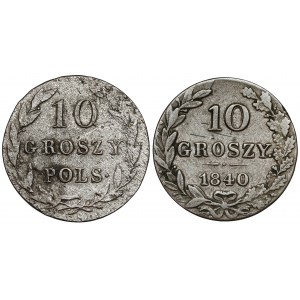 10 groszy 1820 IB i 1840 MW, zestaw (2szt)