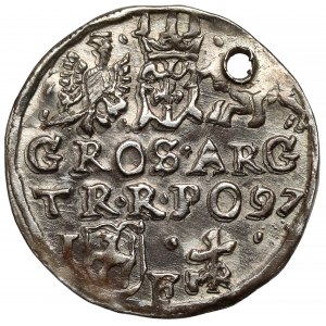 Zikmund III Vasa, Trojak Lublin 1597 - monogram - ILUSTROVÁNO