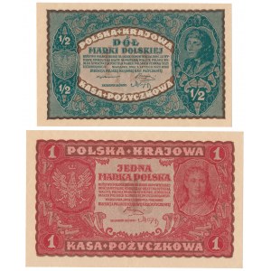 1 mkp 08.1919 und 1/2 mkp 02.1920 - Satz (2 Stück)