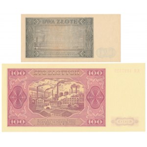 2 i 100 złotych 1948 - zestaw (2szt)