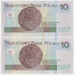 10 złotych 1994 - AA - drobne różnice w kolorze druku awersu (2szt)