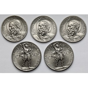 Vatikán, 20-50 centesimi 1931-1934, partia (5ks)