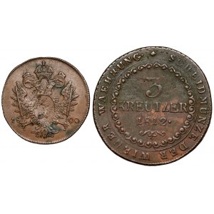 Rakúsko, 1-3 kreutzer 1800-1812, partia (2ks)