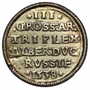 Preußen, Albrecht Hohenzollern, Trojak Königsberg 1538 - gerahmt
