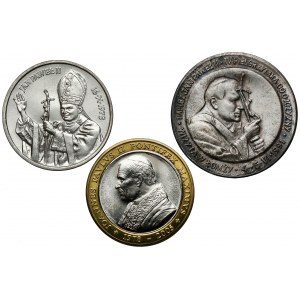 Medale Jan Paweł II, zestaw (3szt) - w tym SREBRO