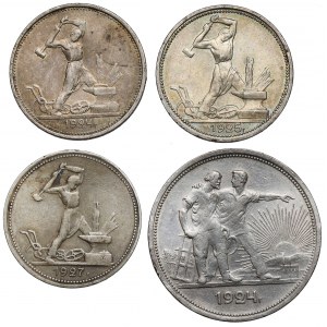 Russia / USSR, Ruble 1924 and Poltinnik 1924-1927, lot (4pcs)