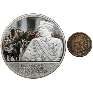 Medal 1000-lecie Polski i USA, Cent 1864 - kontrmarkowany, zestaw (2szt)