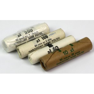 Bank rolls of 20 pennies 1983, 1 zloty 1989, 2 zloty 1990 and 5 zloty 1990 (4pc)