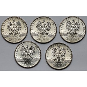 20,000 PLN 1993 Swallows, set (5pcs)