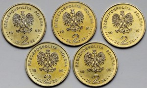 2 złote 1999 Juliusz Słowacki, zestaw (5szt)