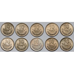 10 centov 1949 CuNi, sada (10ks)