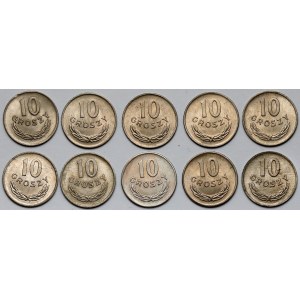 10 groszy 1949 CuNi, zestaw (10szt)