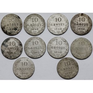 10 centov 1840 MW, sada (10ks)