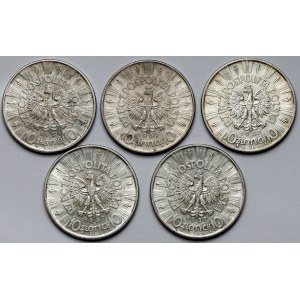 Piłsudski 10 złotych 1935 i 1937 (5szt)