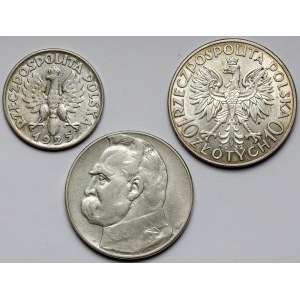 Mähdrescher, Schütze und Frauenkopf, 2 und 10 Gold 1925-1934 (3 St.)