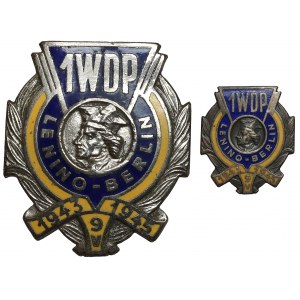 People's Republic of Poland, Kosciuszko badge 1WDP Lenino Berlin + miniature (2pcs)