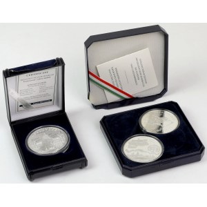 Maďarsko, Sada 2 strieborných mincí a medaila (3ks)