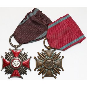 Komunistická a druhá republika, Stříbrný kříž za zásluhy - mincovní a bronzový - Gontarczyk, sada (2ks)