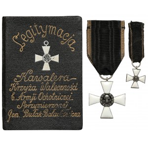 II RP, Tapferkeitskreuz der Freiwilligenarmee von General Bulak-Balachowicz - zusammen mit einer Miniatur und einer Karte