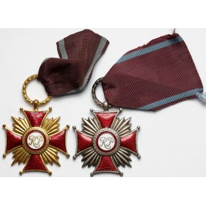 PRL, Złoty i Srebrny Krzyż Zasługi - monogram RP, zestaw (2szt)