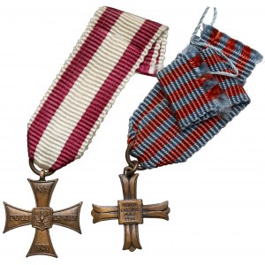 PSZnZ, Kříž za statečnost a Kříž Monte Cassino, sada miniatur (2ks)