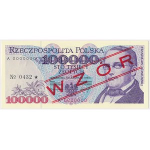 100.000 zł 1993 - WZÓR - A 0000000 - No.0432