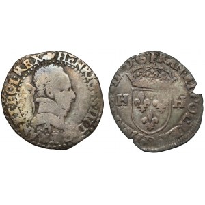 Henry the Valois, 1/2 franc 1577 and Douzain (twelvepence), set (2pcs)