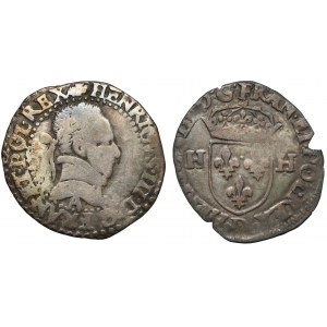 Henrich z Valois, 1/2 franku 1577 a Douzain (dvanásťpence), sada (2ks)