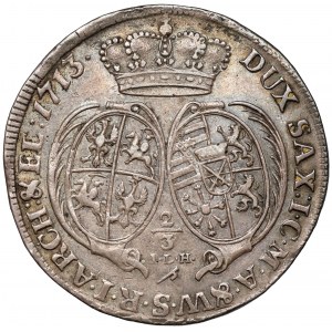 August II Silný, guldeny (2/3 toliarov) 1713 ILH, Drážďany