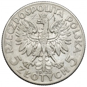 Głowa Kobiety 5 złotych 1932 ze znakiem, Warszawa - rzadkie