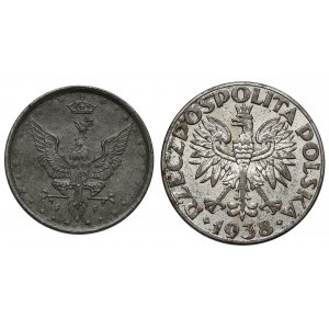 10 fenigów 1917 i 50 groszy 1938, zestaw (2szt)
