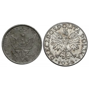 10 fenigů 1917 a 50 grošů 1938, sada (2ks)