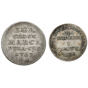 Poniatowski i Zabory (2szt) - Półzłotek 1767 i 1 złoty 1836