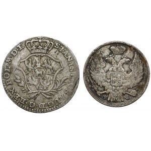 Poniatowski i Zabory (2szt) - Półzłotek 1767 i 1 złoty 1836