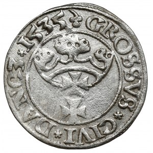 Zikmund I. Starý, gdaňský groš 1535 - obrácený trojlist - RARE