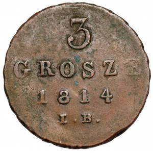 Herzogtum Warschau, 3 Pfennige 1814 IB