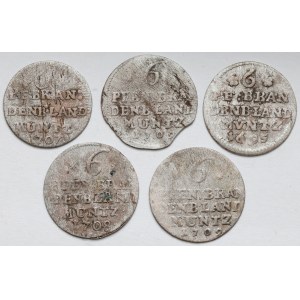 Niemcy, Prusy, 6 groszy 1695-1709, zestaw (5szt)