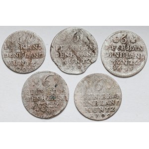 Germany, Prussia, 6 pennies 1695-1709, set (5pcs)