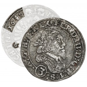 Silesia, Ferdinand III, 3 krajcars 1649 GG, Cieszyn - very rare