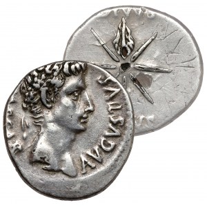 Octavian Augustus (27 v. Chr. - 14 n. Chr.) Denarius Subaeratus - Stern des Julius