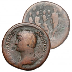 Hadrian (117-138 n.e.) Sesterc, Rzym - rzadkie popiersie w lewo