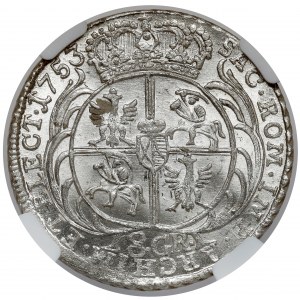 August III Sas, Leipzig 1753 double gold coin - 8 GR - narrow