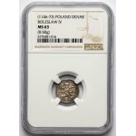 Boleslaw IV the Curly, Denarius - Two behind the table - letters N - E