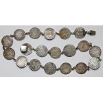 Řetěz polských mincí 17. století - převážně půlkrejcary