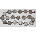 Łańcuszek z monet polskich XVII wiek - głównie półtoraków