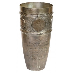 Kluczbork, Silver Prize Cup with coins for Carl von Jordan 1920