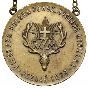 Preismedaille, Jagdausstellung Poznań 1929 - Für das Geweih eines Rehs